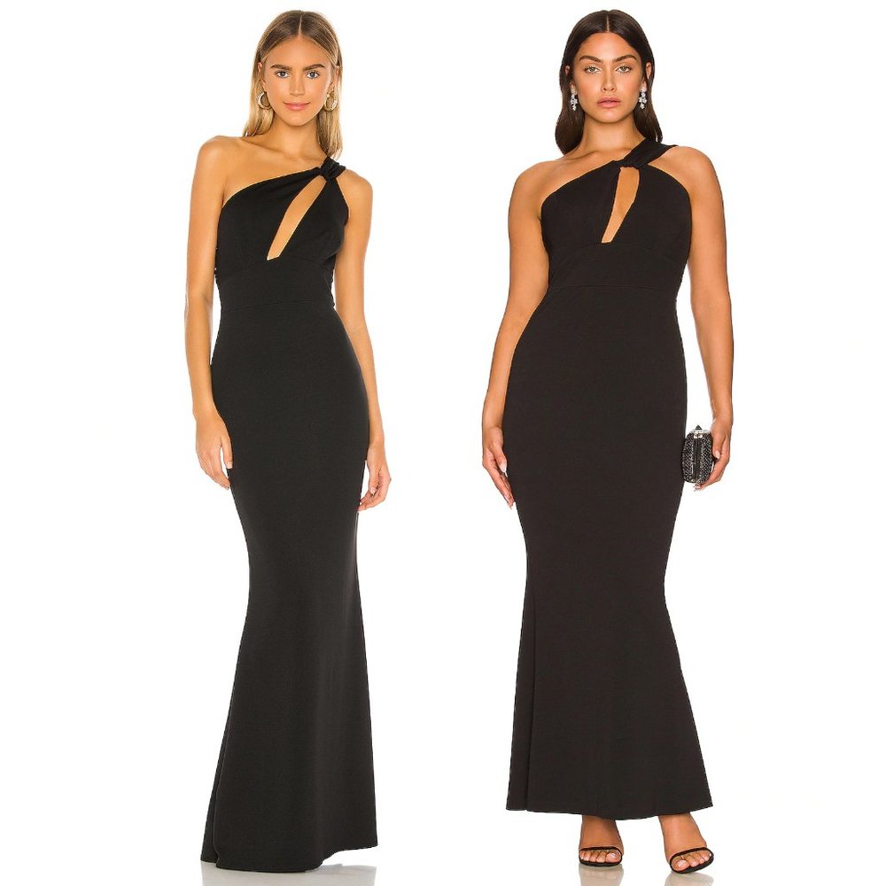 Katie May Edgy Dress in Black Maxi Gown - Medium M